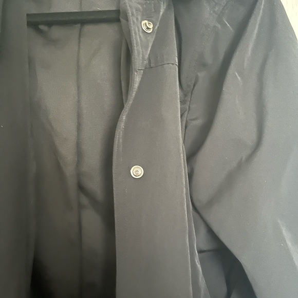 London fog jacket.  Black. Tie waist. Snaps. Pockets on each side.  XL - Picture 5 of 6